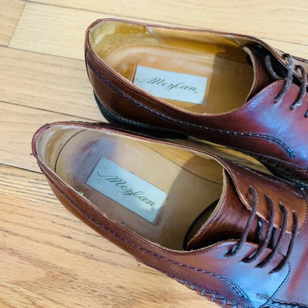 Italian Hand- Made Woven Leather 'Mezlan' Oxford Shoes Men's Size 9 W